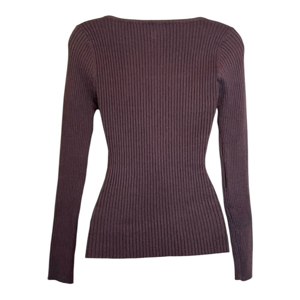 LUCY PARIS Calais Knit Sweater, Fitted, Long Sleeve, Color Brown, Size‎ Large - Picture 3 of 12
